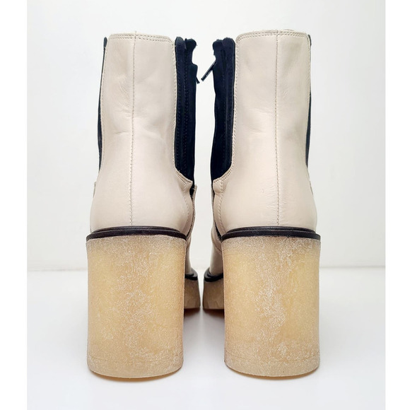 Free People White Leather Chunky Boots James Chelsea Lugged MSRP $188 Women's 6 - Picture 3 of 11